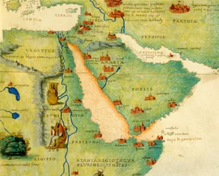 エチオピア、紅海、サウジアラビア、33枚の地図による世界地図帳より、ヴェネツィア、1553年9月1日、330946の部分